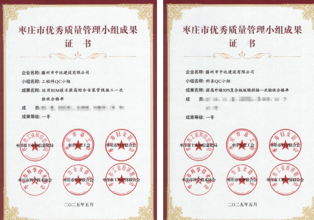 【喜报】中远公司两项QC成果获枣庄市质量管理成果发布赛一等奖